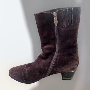 MARIA MORO Fur-Lined Suede Mid-Calf Boots